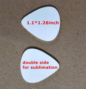 Sublimazione White Blank Guitar Pick Heat Transfer Metal Tool Double Side per sublimazione 1.1 * 1.26 pollici Strumento Guzheng Pick By Air A12