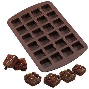 24 cavità Mini Brownie Stampo in silicone Vassoio per cubetti di ghiaccio Stampo quadrato in silicone per cioccolato Caramelle Tartufi Gelatina 220509