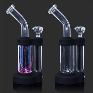 LED PLASMA HOLOKAHS 12INCH Glass Bong 5mm Tjocka Vattenrör DAB Rigs 14.5Female Fog med skål WP2234