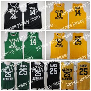 James College of the Fresh Prince 14 Will Smith Jersey Film Bel-Air Bel Air Basketball 25 Carlton Banks Trikots Gelbgrün Schwarz