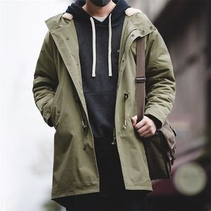 Maden mens thick hooded M51 fishtail cotton coat plus velvet parka coat jacket army green cotton coat windbreaker men 201116