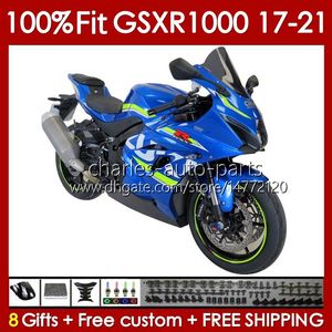 Corpo iniezione per SUZUKI GSXR-1000 K17 GSXR 1000 CC 17-21 Carrozzeria 146No.21 1000CC GSXR1000 17 18 19 20 21 GSX-R1000 2017 2018 2019 2020 2021 Kit carenatura OEM blu perla