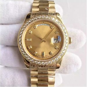 Orologi di lusso SX 218348 40MM Diamond Bezel Asia 2813 Meccanico automatico in oro giallo Bracciale in acciaio inossidabile Orologi da polso da uomo