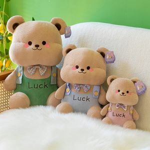 Yeni sevimli şanslı kayış ayı peluş oyuncak bebek sevimli Beanie bebek yastık hediye