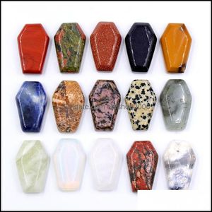 Stone solteira joias de j￳ias 30x19mm ornamentos de cristal natural esculpido Reiki cura mineral de gemas ca￭das de gemas home d￩co dqk