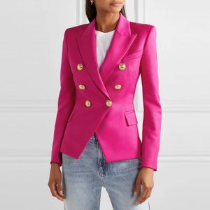 T098高品質の最新デザイナーBlazer Women's Collar Bottonsダブル胸部ボタンブレザーアウターウェアブレザー