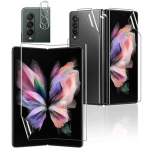 5 in 1 Unbreakable TPU Hydrogel Flexible Film Front Back Screen Protectors Camera Lens Tempered Glass For Samsung Galaxy Z Fold 2 3 4 Fold3 5G Fold2 Fold4