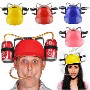 Lazy lounge Beer & Soda Guzzler & Drinking Hat Birthday Party Cool Unique Toy Handsfree Drink Toy Miner Hat 220719