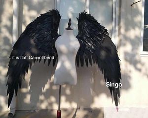 パーティーデコレーション大きな黒い悪魔のエンジェルウィングコスプレ白い曲げ可能な羽毛妖精翼衣装漫画アクセサリーおもちゃギフトスパート