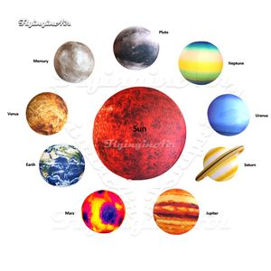 Lysande uppblåsbar planetballong ledde solsystemplaneter Mercury Venus Earth Mars Jupiter Saturn Uranus Neptune Pluto för festdekoration