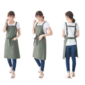 High Quality 100% Cotton Kitchen Chef Apron With Pocket Women Bib For Cooking Baking Crafting Work Shop BBQ 220507