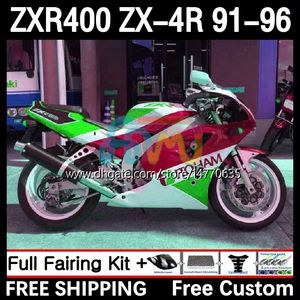 Bodywork dla Kawasaki Ninja ZXR 400 CC ZX4R ZXR400 ZX-4R 91 92 93 94 95 96 12DH.182 Body ZX 4R ZXR-400 1991 1992 1993 1994 1995 1996 400CC 91-96 OEM Fairing Kit czerwony zielony