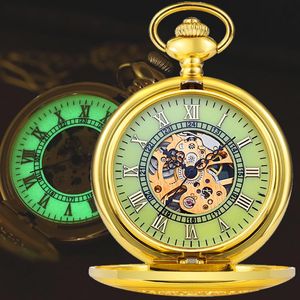 Zegarki kieszonkowe lekkie nocne ręczne wiatr mechaniczny zegarek mechaniczny łańcuch Fob Tarbet Dioll Puste steampunk szkielet dla kobiet zegarki zegarowe