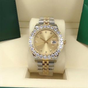 Moda relógio mecânico totalmente automático tamanho 43mm lindo diamante frisado espelho de safira função à prova d'água masculino como um gift309R