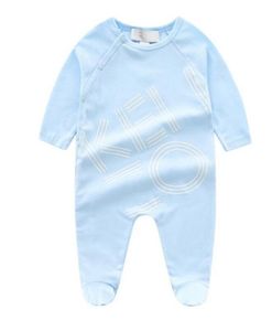 Sevimli Bebek Erkek Kızlar Marka Süren Bahar Sonbahar Toddler Pamuk Uzun Kollu Tulumlar Bebek Mektupları Baskı Onesies Yenidoğan Kıyafetleri