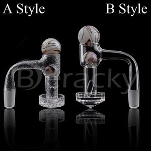 연기가 나는 전체 용접면 처리 된 바닥 Terp Slurper Sandblasted Quartz Bangers 유리 물 봉 Dab Rigs 용 Slurpers 세트와 원활한 Beveled Edge Nail