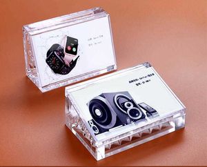 90x54mm紙の価格タグ表示ブロックアクリルラベルフレームデスクサインホルダー電話時計情報フォトフレームスタンド名カードカバー