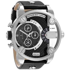 Cool Men Fashion Sparse Army Quartz Vintage Leather Bracelet Male Watch Large Dial Waterproof Clock Relogio Masculino