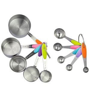 10pcs/set 6Color Premium Stainless Steel Measuring Cups and Spoons Stackable Set for Kitchen Cooking Baking T200523