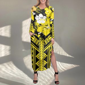 Noisydesigns Yellow Boho Plumeria Hibiscus Party Dresses Women Evening Split Elegant Gown Wholesale Items For Business 4XL 220627