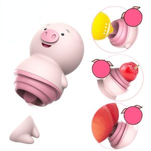 Seksi Oyuncaklar Kadınlar İçin Sevimli Pig Vibratörler Meme Vibratör Kadın 10 Mod Dil Pembe Yalanma Vajina Topları Yetişkin Oyunlar