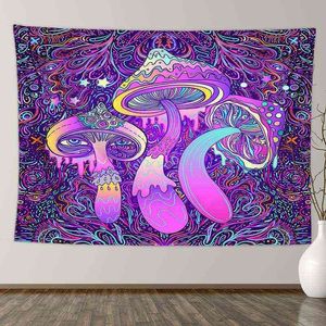 Magic Mushroom Wall Rugs Mandala tyg mattan hippie trippy matta vägg hängande anime boho heminredning trolldom leveranser j220804