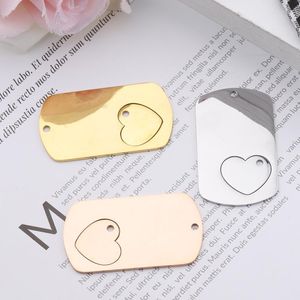Wholesale gold engrave for sale - Group buy Pendant Necklaces Stainless Steel Heart Puzzle Dogtags Blank For Engrave Rose Gold Gold Silver Color Metal Tag Mirror Polished pcsPen