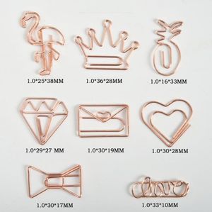 Rose Gold Crown Flamingo Paper Clips Creative Metal Filing Paper-Clips Bookmark Memo Planner Clips School Office Stationery Supplies SN6495