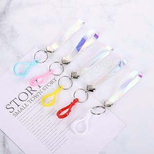 Laser Colorful Leather Cord Lanyard Keychain Wrist Strap for Car Bag Pendant Hang Rope Mobile Phone Strap Keyring