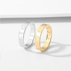 Anello di design di lusso Lettere Anelli d'amore Anelli di colore solido Moda Classico Oro Argento Oro rosa Festa di nozze Fidanzamento Coppie Regali di anniversario taglia 6-11