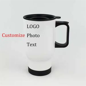 Bicchiere fai-da-te Personalizza tazza per auto da viaggio Tazza personalizzata Bottiglia d'acqua Tazza da caffè Stampa dell'immagine del nome Tazza da 450 ml 220621