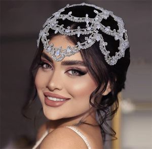 Elegant Wedding Bridal Crystal Rhinestone Headband Hat Crown Tiara Forehead Indian Hairband Party Prom Bling Hair Accessories Jewelry