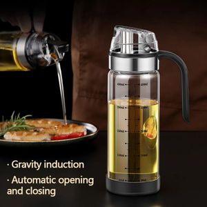 Leak-proof Glass Oil Bottle Tools Automatic Opening And Closing Oil Tank Meterable Kitchen Gravity Soy Sauce Bottles Vinegar Pot