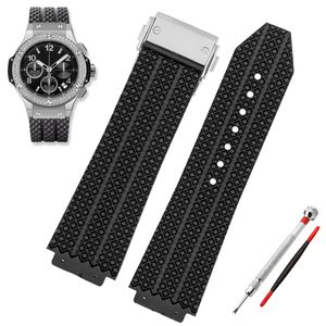 Klockband för HUBLOT BIG BANG Silikon 25x19mm Vattentät Herr Rem Kedja Tillbehör Gummiarmband 220620