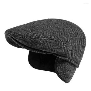 Basker Fibonacci Vinter Caps Wool Blended Sboy Cap Retro Middle Aged Old Age Cabbie Ivy randiga basker pappa hattar för män platt mössor wend2