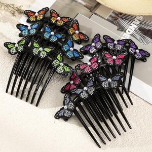 12cm Ponytail Decoration Hair Combs Fryzury Dla Kobiet Ślub Festiwal Wstaw Grzebień Nakrycia głowy Motyl Słodkie Akcesoria