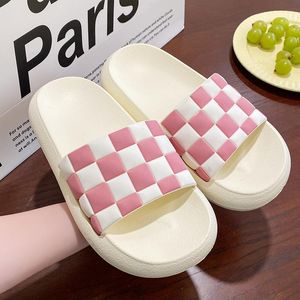 Pantoufles pantoufle d'été pour femmes plaid beaux tongs de couleur unie imprimés accessoires de salle de bain à l'extérieur à l'extérieur