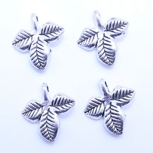 Tibetan Silver Leaf Necklace Bracelet Connector DIY Charms Jewelry Accessories Old Pendant