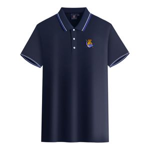 Real sociedad masculino e feminino polos mercerizado algodão manga curta lapela respirável esportes camiseta logotipo pode ser personalizado