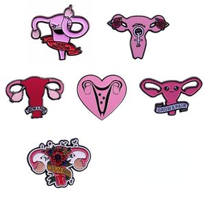ピンブローチピンクの卵巣コレクション女性アップフェミニストガールパワーバッジを育てる子宮勇気のジュエリーアクセサリースピン