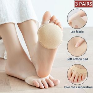 Meias hosiery 3 pares cinco dedos dos pés adeques almofadas mulheres de alto saltos de saltos metade palmes Invisible pé dor cuidado absorve o toe pad insert