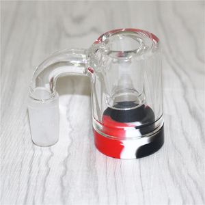 14 mm glas aska catcher rökningstillbehör med 5 ml färgglad silikonbehållare Reclaimer Male Female Glass Ashcatcher för Bong Dab Rigs Quartz Banger