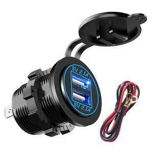 4.2A Adaptador de tomada de soquete de carregador USB duplo 5V portas USB à prova d'água para smartphone boat Marine D5