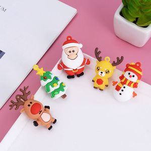 Toy Figures PVC Soft Silicone 3D Christmas Tree Pendant Santa Snowman Elk Doll Toys Gifts For Children D013