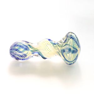High Quality Smoke Pipe Blue Swirl Clear Glass Smoking Gun Length 8cm