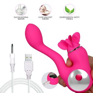 USB-uppladdningsbara vibrator 8 stycke kyss och 7 vibrationslägen oral sexleksaker AV Magic Wand Massager Lugn Vibrator för Kvinna