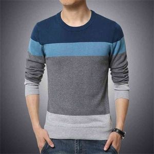Winter Casual Men's Sweater ONeck Striped Slim Fit Knittwear Mens Sweaters Pullovers Pullover Men Pull Homme 210804