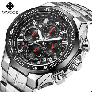 2022 Wwoor High Quality Watch Seven Needle Man rörelse Section Steel Bring Quartz Waterproof Wrist Watch Chronograph Watches Wholesales Wristwatches Q2