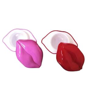 Astuccio vuoto per ombretto Scatole ricaricabili Eleganti contenitori per balsamo per labbra a forma di labbra Crema cosmetica in plastica rossa Confezione per fard da 10 g Scatola per trucco carina