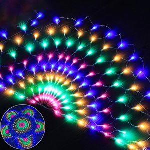 Strings 424LED 3PCS Peacock Kurtyna sopa światła Świąteczna siatka Świąteczna siatka wróżka girland przyjęcie weselne